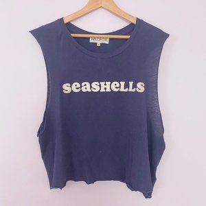 Wildfox Navy She Sells Seashells Tank S